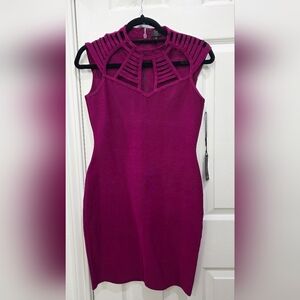 Sleeveless Structured Cutout Bodycon Dress in Magenta